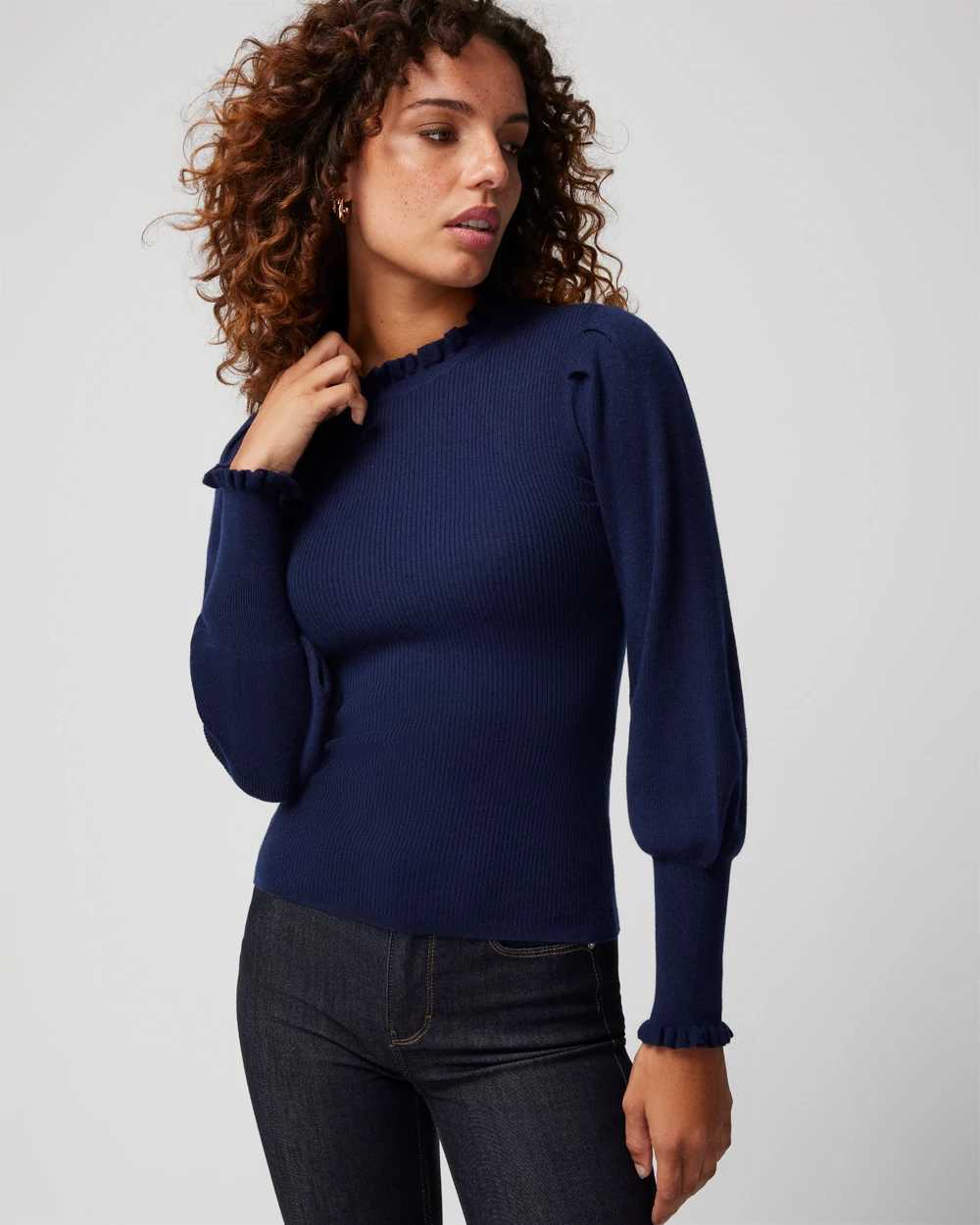 Sheer shoulder wool & cashmere blend sweater cheap